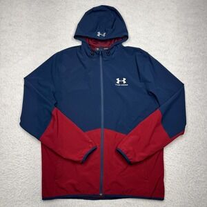 Under Armour HeatGear Storm Full Zip Track Jacket Blue and Red Men's Size Large